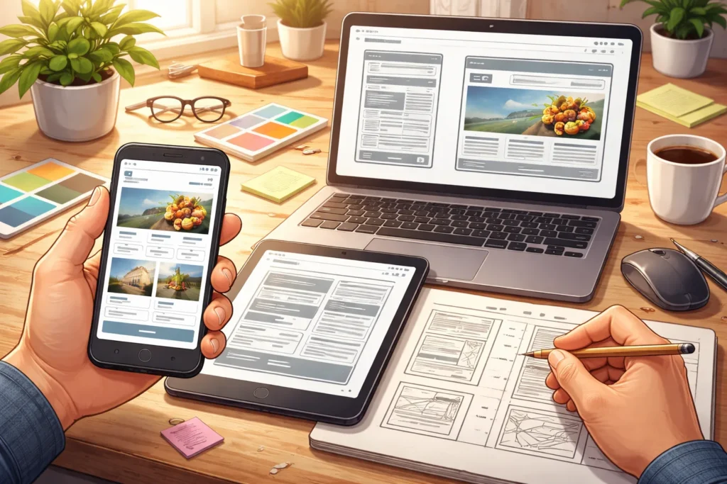 Setting up the Mobile's website design first 