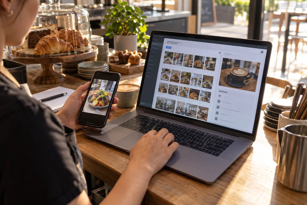 Staff member managing WordPress content for a Brisbane café